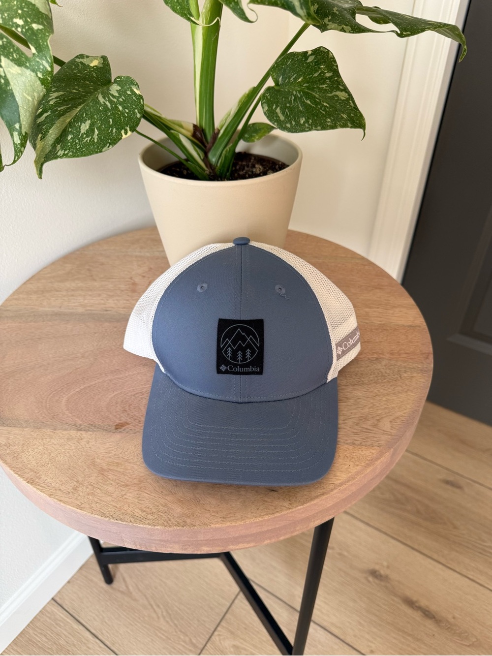 Columbia Blue and White Mesh Logo Trucker Hat